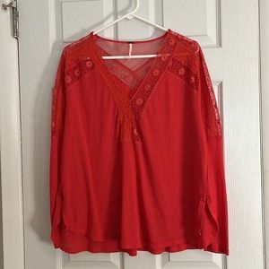 Free People Lola Long Sleeve Top in Crimson Size Medium